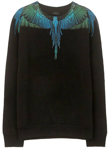 19FW CMBA009F195060061088 Blue Wing Crew Neck Sweatshirt Black Multicolor Men's Sweatshirt TR - MARCELO BURLON - BALAAN 1