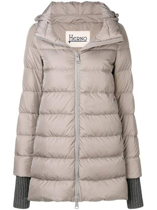 Women's Donna Medio Hooded Padded Turtle Dove - HERNO - BALAAN 1