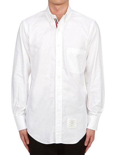 Men's Logo Patch Classic Cotton Long-Sleeve Shirt White - THOM BROWNE - BALAAN 2