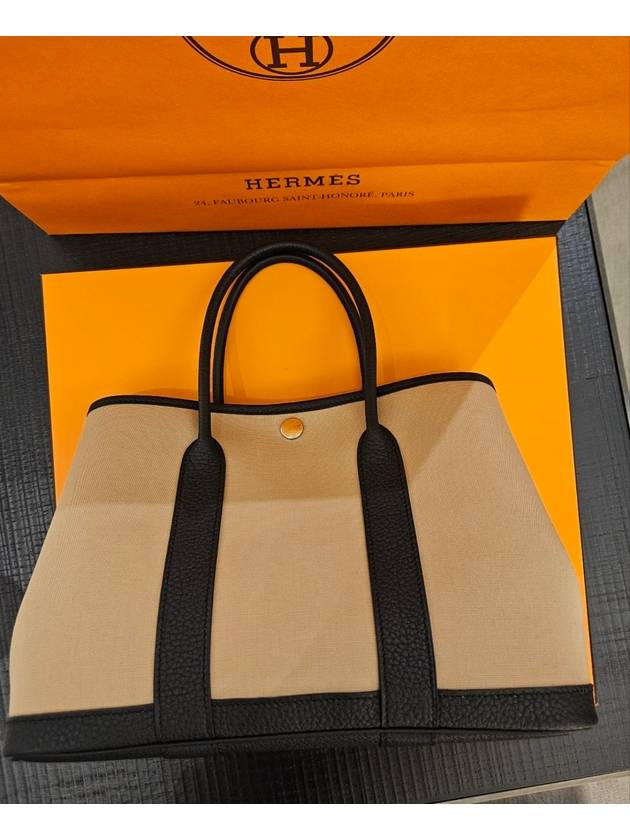 Garden Party 30 Fabric Trench Noir Black Negonda Leather Canvas B Imprint H051551CK - HERMES - BALAAN 8