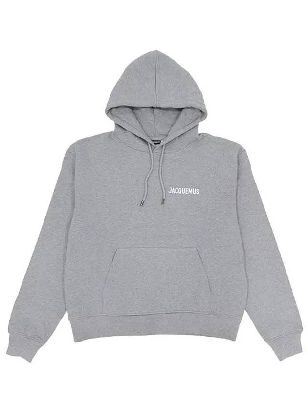 Chest Logo Print Classic Fit Cotton Hoodie Grey - JACQUEMUS - BALAAN 2