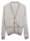 Check Jacquard V-Neck Cardigan Grey - THOM BROWNE - BALAAN 2