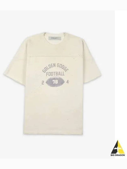 Raw Edge On The Front Cotton Short Sleeve T-Shirt Aged White - GOLDEN GOOSE - BALAAN 2