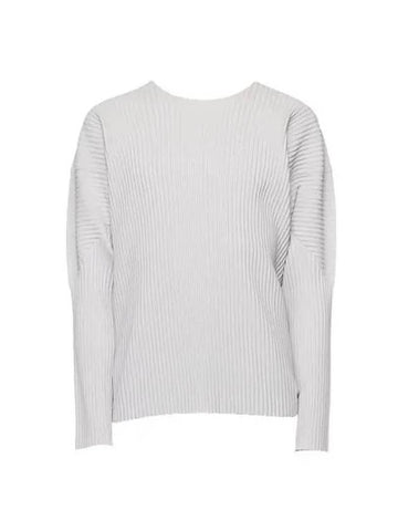 Pleated Long Sleeve T-Shirt Light Grey - ISSEY MIYAKE - BALAAN 1