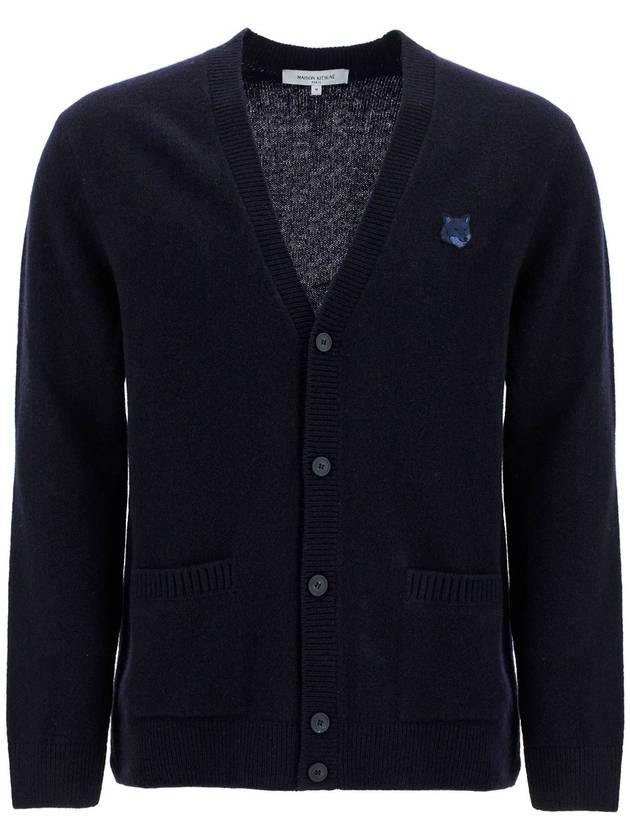 Bold Fox Head Patch Regular Lambswool Cardigan Navy - MAISON KITSUNE - BALAAN 2