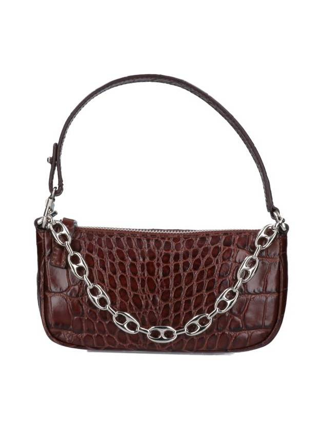 Rachel Crocodile Embossed Shoulder Bag Chocolate - BY FAR - BALAAN 2