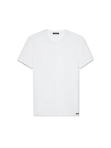 Cotton Modal Crew Neck Short Sleeve T-Shirt White - TOM FORD - BALAAN 1