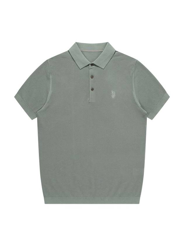 Men's Polo Pique Short Sleeve Knit Grayish Khaki SW23ESW03GK - SOLEW - BALAAN 1