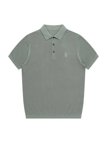 Men's Polo Pique Short Sleeve Knit Grayish Khaki SW23ESW03GK - SOLEW - BALAAN 1