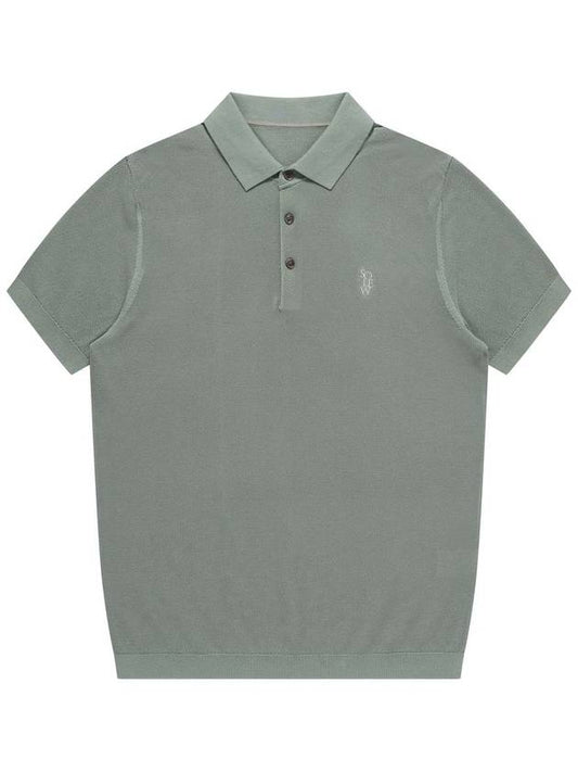Men's Polo Pique Short Sleeve Knit Grayish Khaki SW23ESW03GK - SOLEW - BALAAN 1
