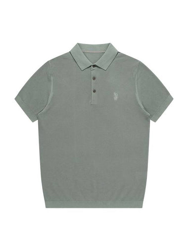 Polo Pique Short Sleeve Knit Top Greyish Khaki - SOLEW - BALAAN 1