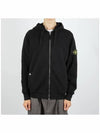 Logo Patch Cotton Zip Up Hoodie Balck - STONE ISLAND - BALAAN 3