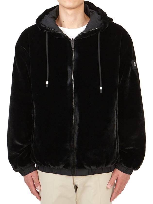 Logo Reversible Fake Fur Hooded Jacket Black - MOOSE KNUCKLES - BALAAN 7