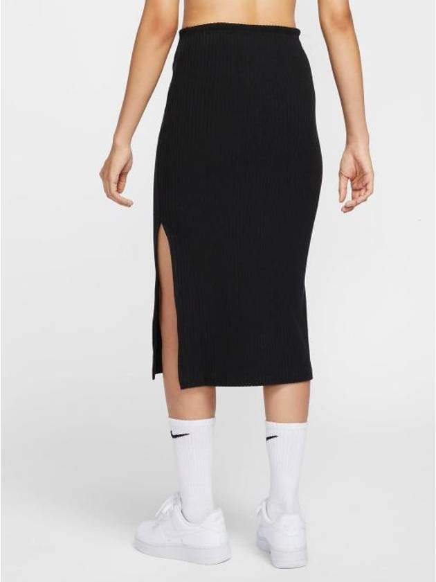 Sportswear Chill Knit Slim Ribbed Midi H Line Skirt Black - NIKE - BALAAN 3