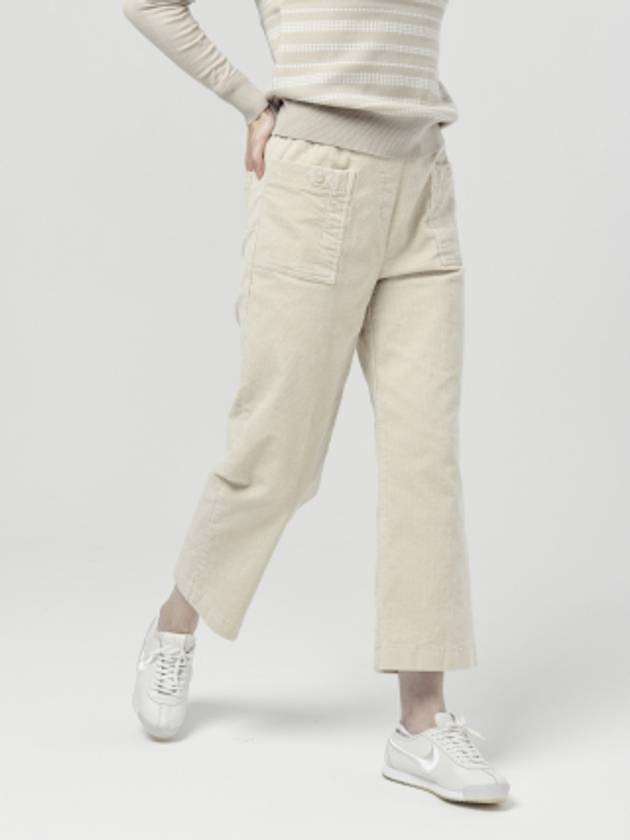 Women s Waist Banding Button Pocket Cotton Span Corduroy Light Beige 3 4 Pants DO6242PT23 - DOYOUKNOWMC GOLF WEAR - BALAAN 4