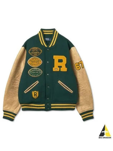 Iconic Letterman Jacket Green - POLO RALPH LAUREN - BALAAN 1