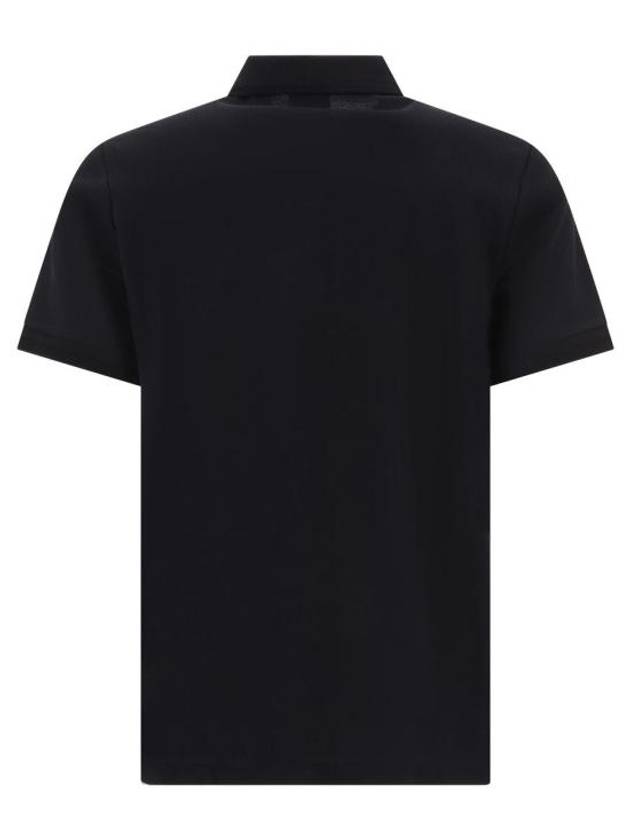 Men's Embroidered Logo Cotton Polo Shirt Black - BURBERRY - BALAAN 3