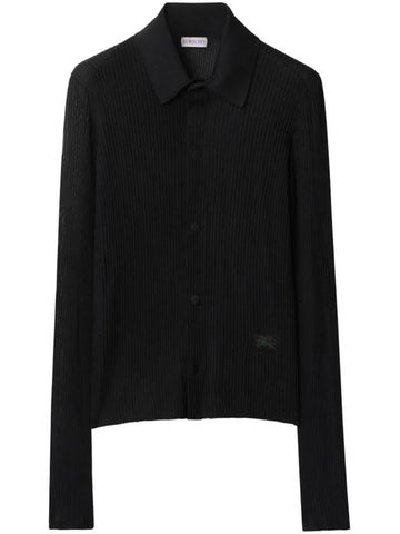 Equestrian Knight Rib Knit Shirt Black - BURBERRY - BALAAN 1