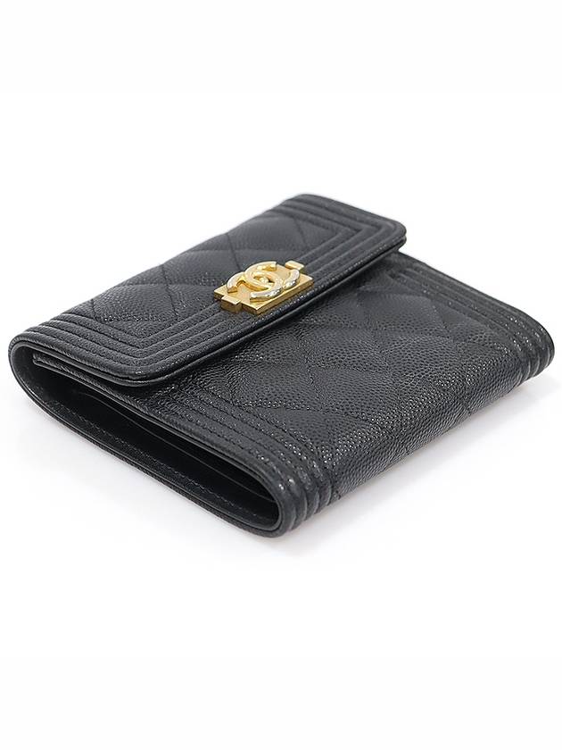 A80734 Black caviar gold boy half wallet 30s - CHANEL - BALAAN 4