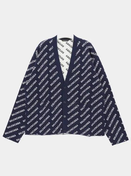 Mini Allover Logo Knit Cardigan Blue - BALENCIAGA - BALAAN 2