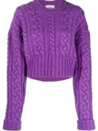 Cable crop knit purple FKS051 017 - AMI - BALAAN 1