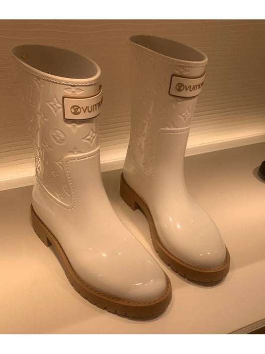 Drops Flat Half Rain Boot Cream - LOUIS VUITTON - BALAAN 2