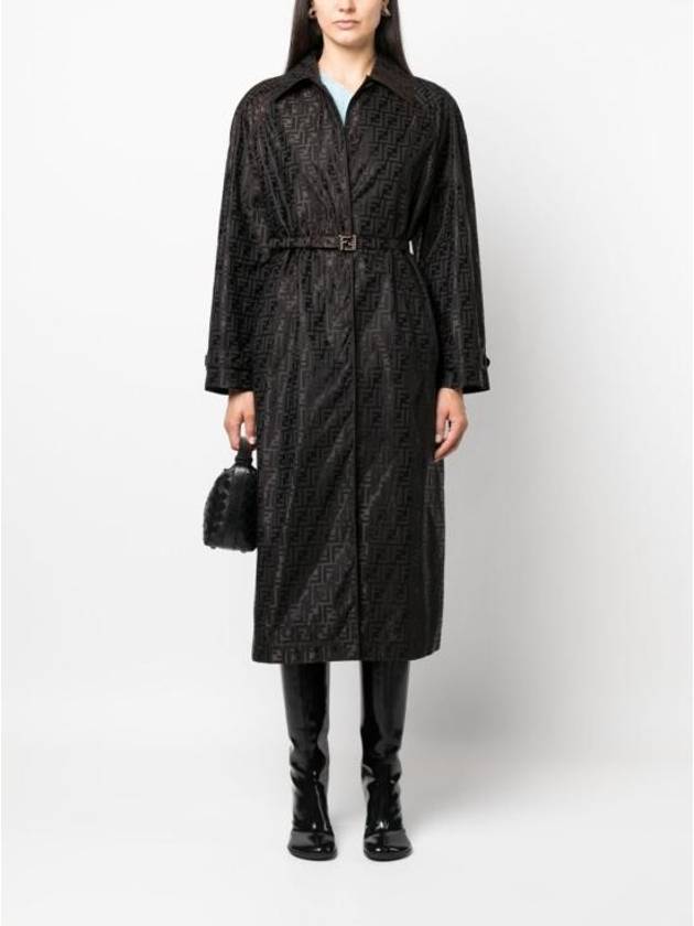 Cotton Blend Trench Coat Black - FENDI - BALAAN 4