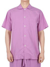 Poplin Pajamas Organic Cotton Short Sleeve Shirt Pink - TEKLA - 3