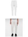 Men's Diagonal Lens Wappen Fleece Track Pants White - CP COMPANY - BALAAN.