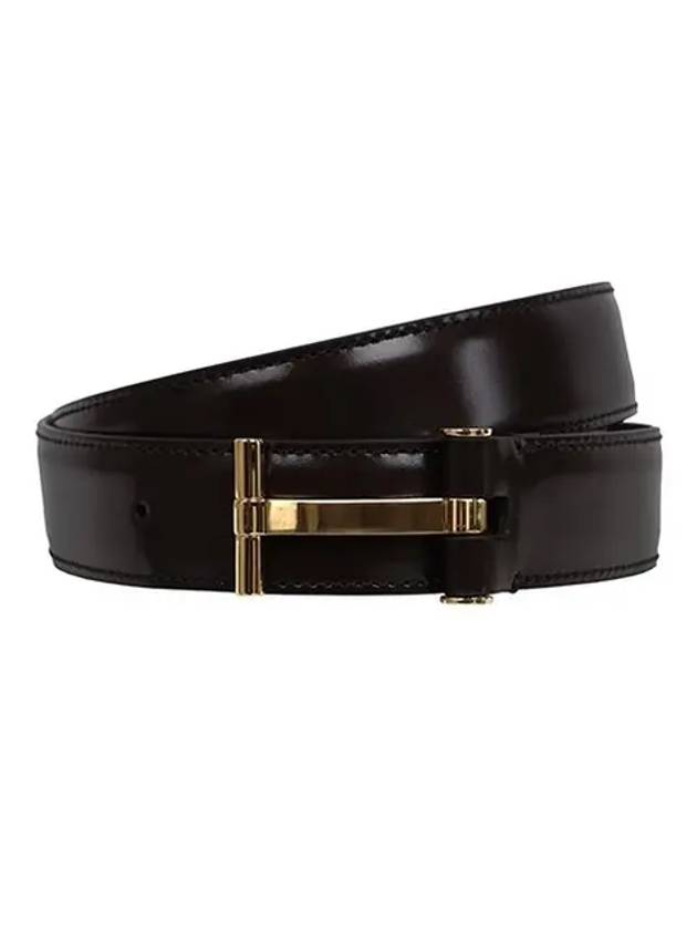 Logo Buckle Leather Belt Brown - TOM FORD - BALAAN 2