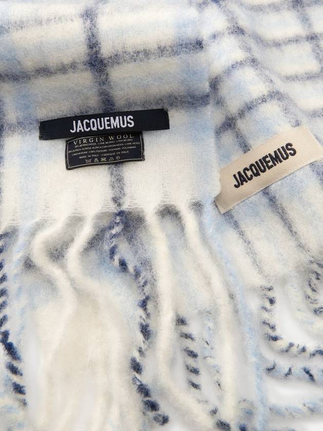 L’echarpe Carro Le Chouchou Jacquard Check Scarf Light Blue - JACQUEMUS - BALAAN 8