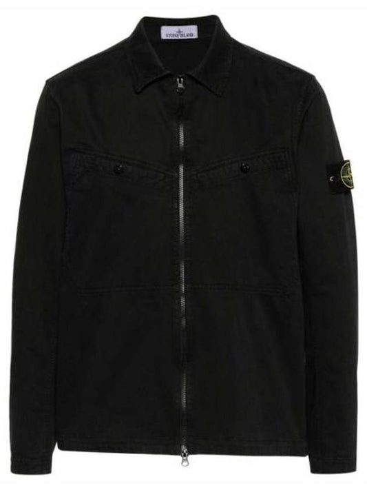 Wappen Patch Overshirt Zip Up Jacket Black - STONE ISLAND - BALAAN 1