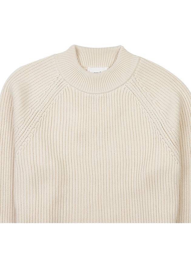 Logo Patch Basic Knit Top Ivory - AMI - BALAAN 4