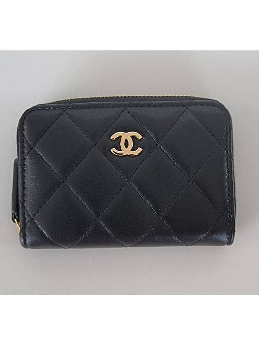 Classic lambskin gold zipper card wallet black - CHANEL - BALAAN 2