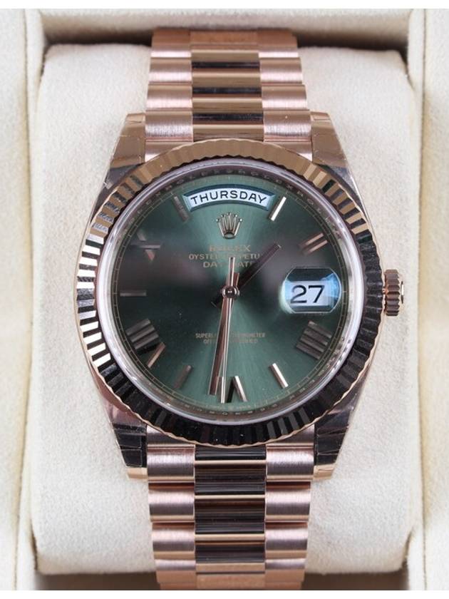 Rolex Day Date Rose Gold Olive Green 23 Years - ROLEX - BALAAN 3