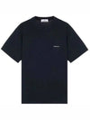 Embossed Logo Regular Fit Cotton Short Sleeve T-Shirt Navy - STONE ISLAND - BALAAN 2