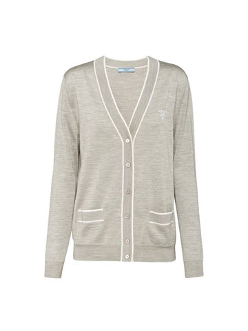 Silk Cardigan Marble Grey White - PRADA - BALAAN 1