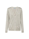 Logo Silk Cardigan Grey White - PRADA - BALAAN 1