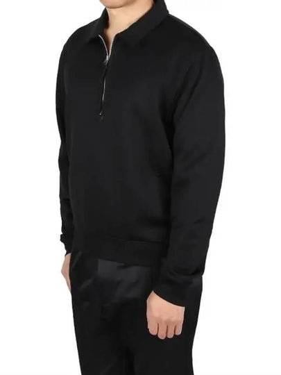 Men's Half Zipper Polo Sweatshirt Black - TOM FORD - BALAAN 2