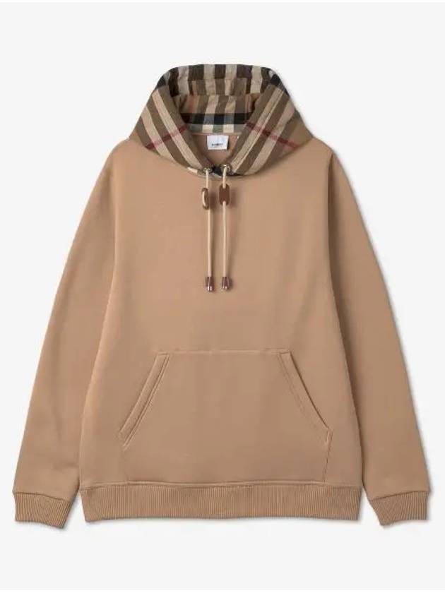 Check Cotton Blend Hoodie Camel Beige - BURBERRY - BALAAN 2