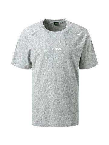 Logo Print Cotton Jersey Short Sleeve T-Shirt Grey - HUGO BOSS - BALAAN 1