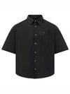 Embroidered Logo Short Sleeve Shirt Black - AMI - BALAAN 2