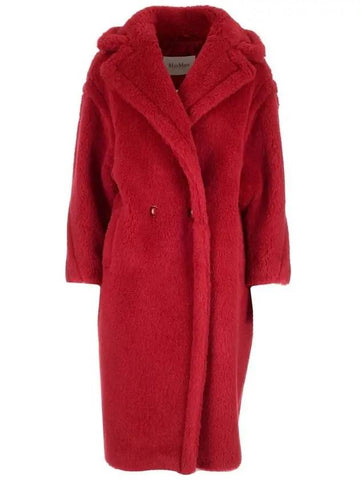 Lina Teddy Bear Icon Fur Coat Red - MAX MARA - BALAAN 1