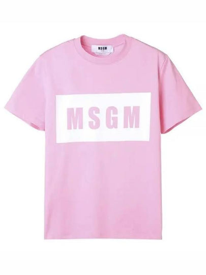 Box Logo Short Sleeve T-Shirt Pink - MSGM - BALAAN 2