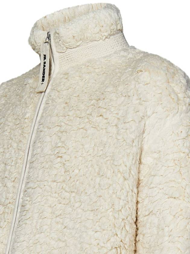 Cotton Fleece Shearling Zip-Up Jacket Latte - JIL SANDER - BALAAN 4