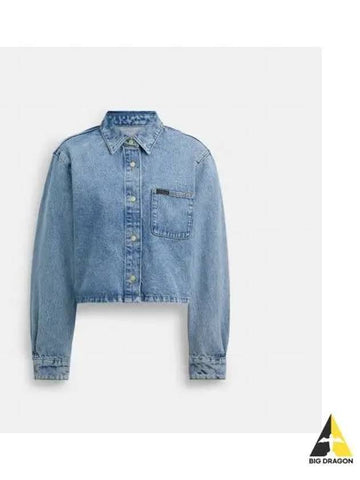 Cropped Denim Button Down CQ650 BLU - COACH - BALAAN 1