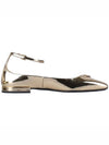 Metallic Leather Ballerinas Platinum Gold - PRADA - 5