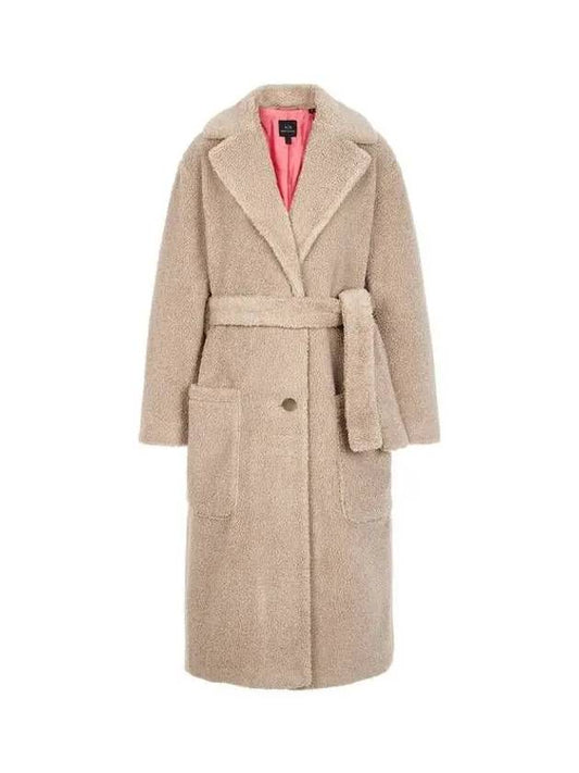 Women s Belted Fleece Single Coat Beige 270626 - ARMANI EXCHANGE - BALAAN 1