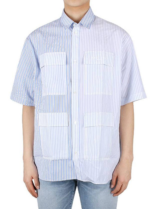 Multi-pocket Short Sleeve Shirt Blue - MAISON KITSUNE - 2