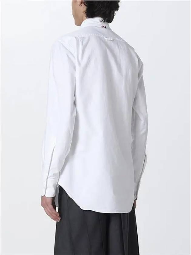 Oxford Grosgrain Placket Cotton Long Sleeve Shirt White - THOM BROWNE - BALAAN 5